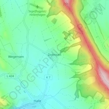 Dohnsen topographic map, elevation, terrain