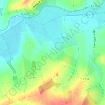 Le Buhey topographic map, elevation, terrain