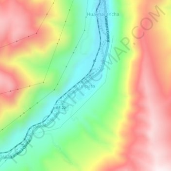 Curipata topographic map, elevation, terrain
