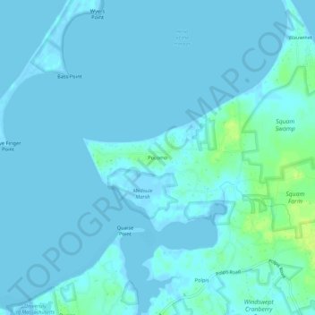 Pocomo topographic map, elevation, terrain