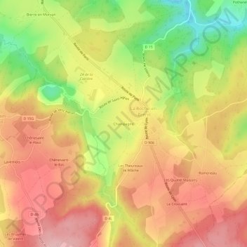 Champagne topographic map, elevation, terrain