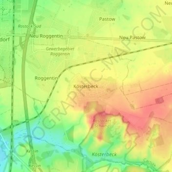 Kösterbeck topographic map, elevation, terrain