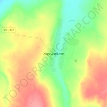 Хорошенькое topographic map, elevation, terrain