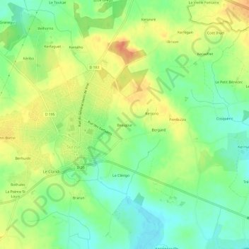 Beaujour topographic map, elevation, terrain