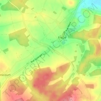 Freux-Suzerain topographic map, elevation, terrain