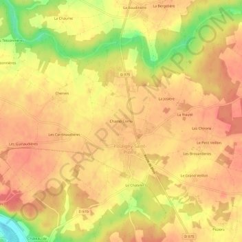 Champ Cornu topographic map, elevation, terrain