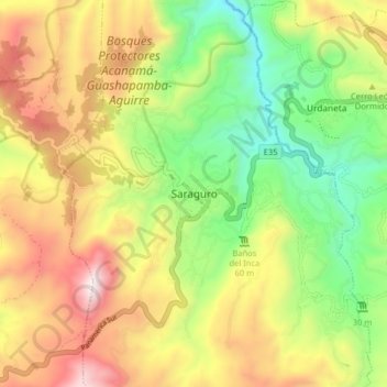 Saraguro topographic map, elevation, terrain