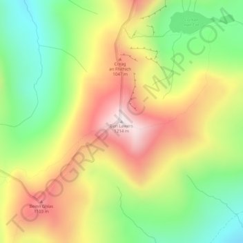 Ben Lawers topographic map, elevation, terrain