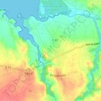 Bouret topographic map, elevation, terrain