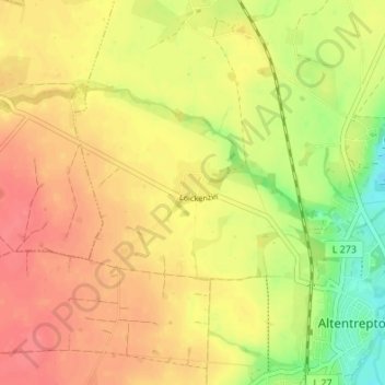 Loickenzin topographic map, elevation, terrain