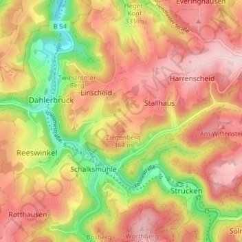 Dahlhausen topographic map, elevation, terrain