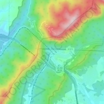 Cumberland Gap topographic map, elevation, terrain