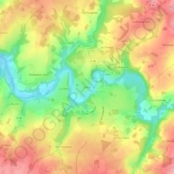 Sciaux topographic map, elevation, terrain