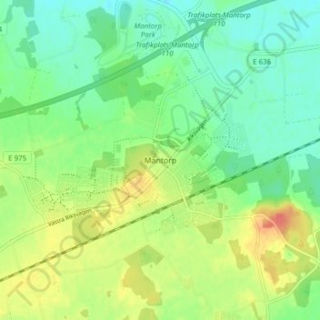 Mantorp topographic map, elevation, terrain