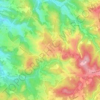 Revers topographic map, elevation, terrain