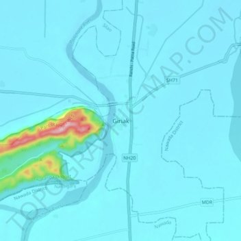 Giriak topographic map, elevation, terrain