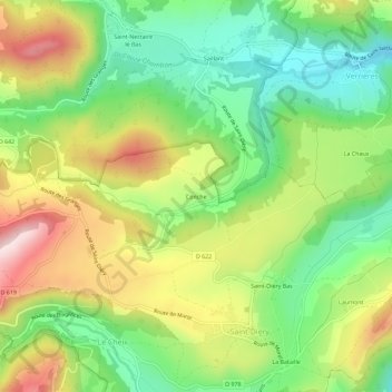 Conche topographic map, elevation, terrain