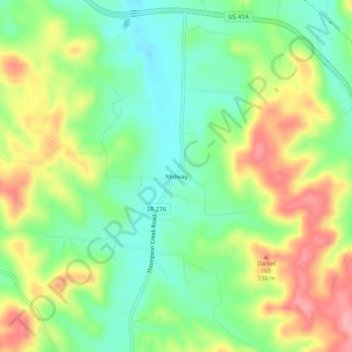 Midway topographic map, elevation, terrain
