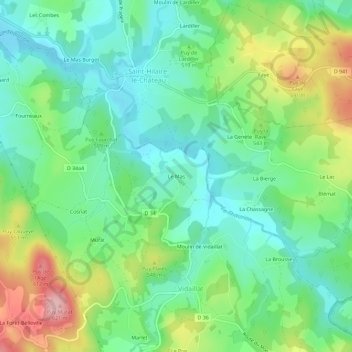 Le Mas topographic map, elevation, terrain