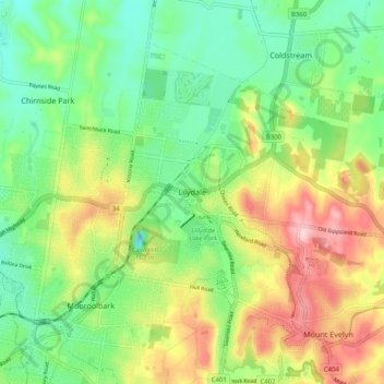 Lilydale topographic map, elevation, terrain