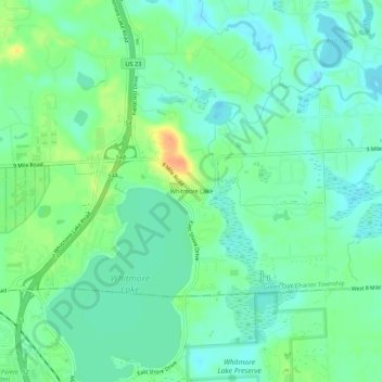 Whitmore Lake topographic map, elevation, terrain