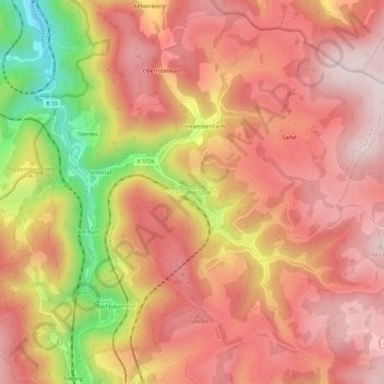 Gremmelsbach topographic map, elevation, terrain