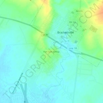 Fort Clark Springs topographic map, elevation, terrain