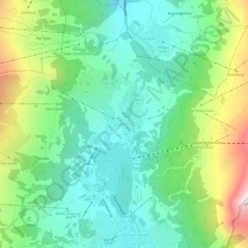 Valbella topographic map, elevation, terrain