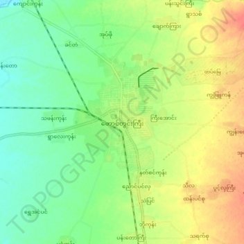 Taungdwingyi topographic map, elevation, terrain