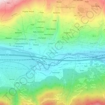 Champagne topographic map, elevation, terrain