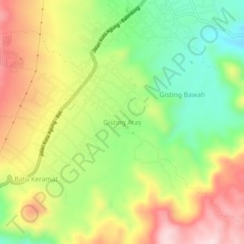 Gisting Atas topographic map, elevation, terrain