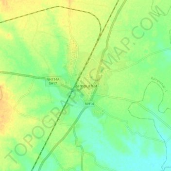 Rampurhat topographic map, elevation, terrain