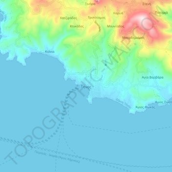 Tinos topographic map, elevation, terrain