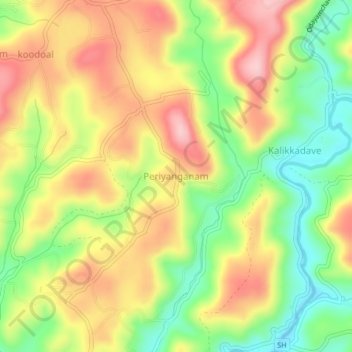Periyanganam topographic map, elevation, terrain