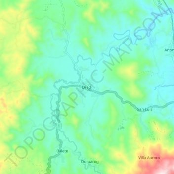 Diadi topographic map, elevation, terrain