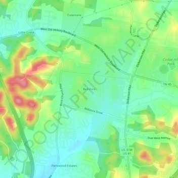 Bellshire topographic map, elevation, terrain