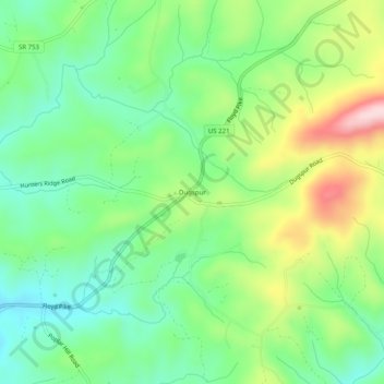 Dugspur topographic map, elevation, terrain