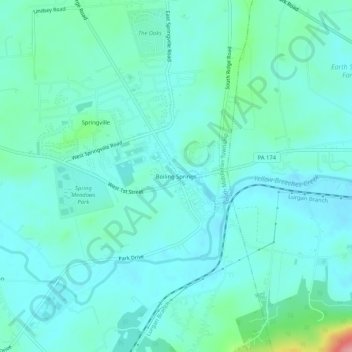 Boiling Springs topographic map, elevation, terrain