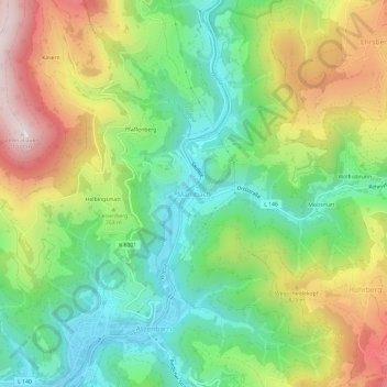 Mambach topographic map, elevation, terrain