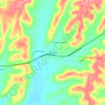 Five Points topographic map, elevation, terrain