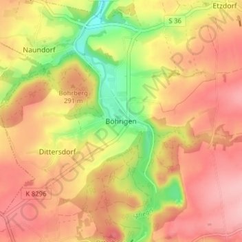 Böhrigen topographic map, elevation, terrain