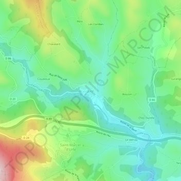 Juré topographic map, elevation, terrain