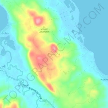 Divisoria topographic map, elevation, terrain