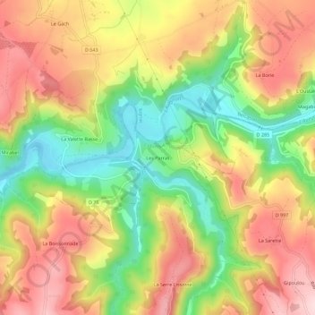 Les Parras topographic map, elevation, terrain