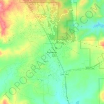Hochatown topographic map, elevation, terrain