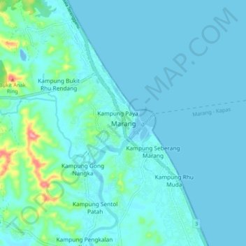 Marang topographic map, elevation, terrain
