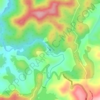 Pykara Waterfalls topographic map, elevation, terrain