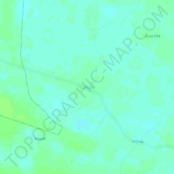 Celtún topographic map, elevation, terrain