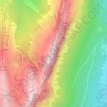 Mont Gerbier topographic map, elevation, terrain