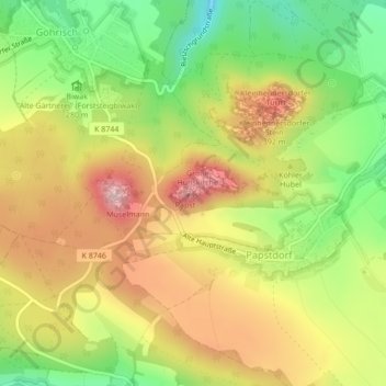 Papststein topographic map, elevation, terrain